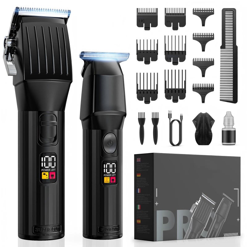 Professional Hair Clippers for Men Cordless Trimmers Kit with LED Display Electric Beard Trimmer for Kid Cordless Beards Trimmer Haircut Grooming Kit Gift for Men Women Barber Kids Black